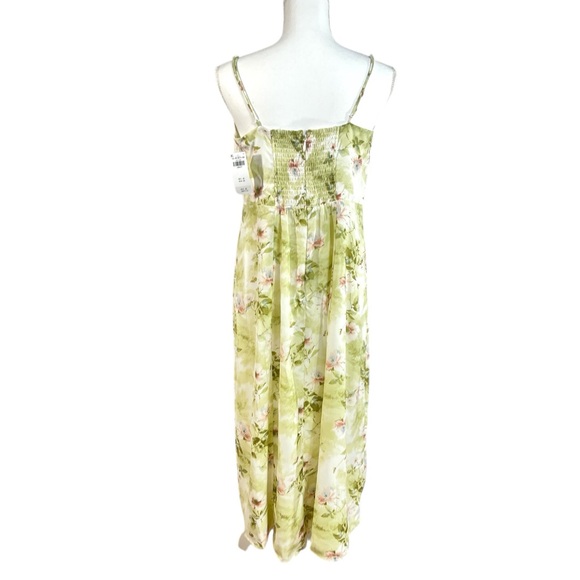 NWT Abercrombie & Fitch The A&F Camille Midi Dress In Light Green Floral Size LP - Picture 6 of 10